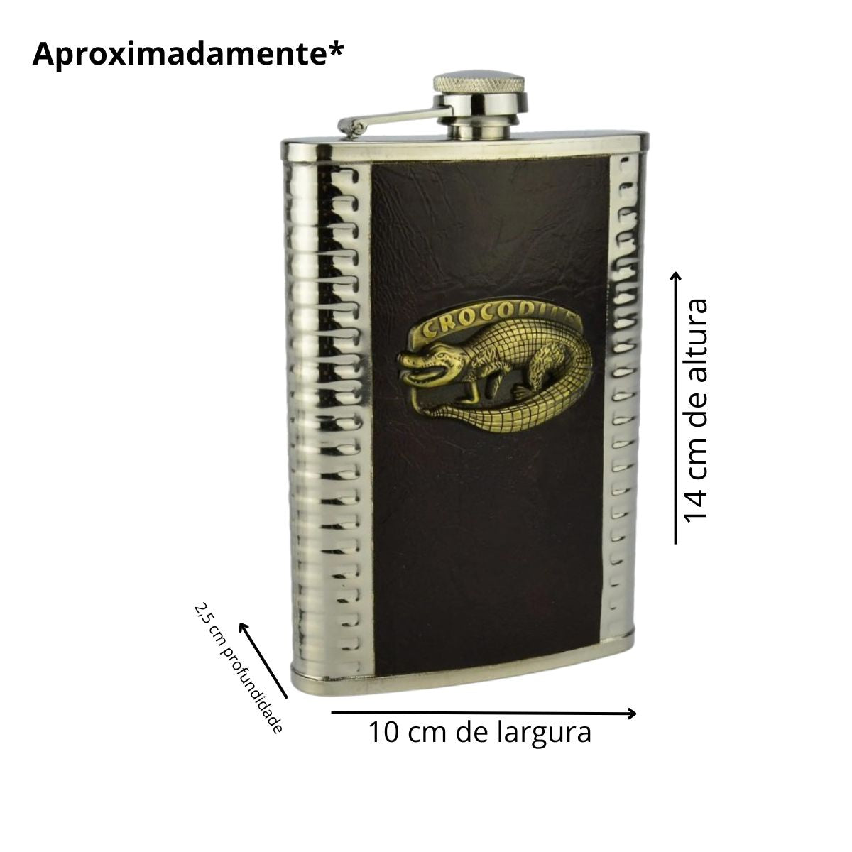 Cantil De Bolso Crocodilo Marrom Escuro Porta Bebidas Cantil De Bolso Crocodilo Marrom Escuro Porta Bebidas